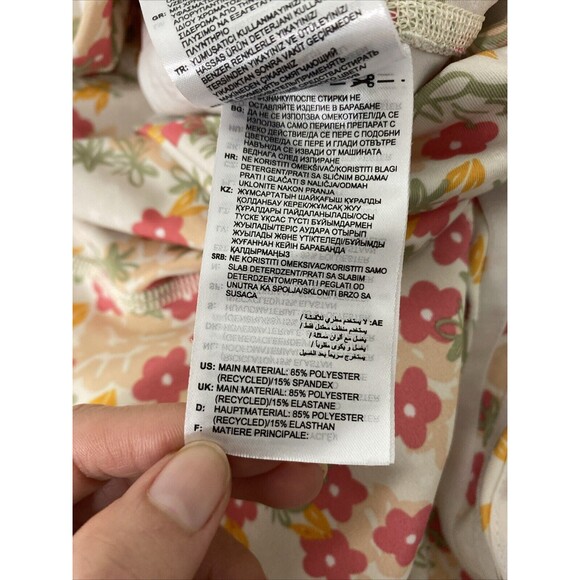 Adidas Sport Leggings Floral Size M Steiped High Waste Gym Yoga Running - Picture 11 of 12